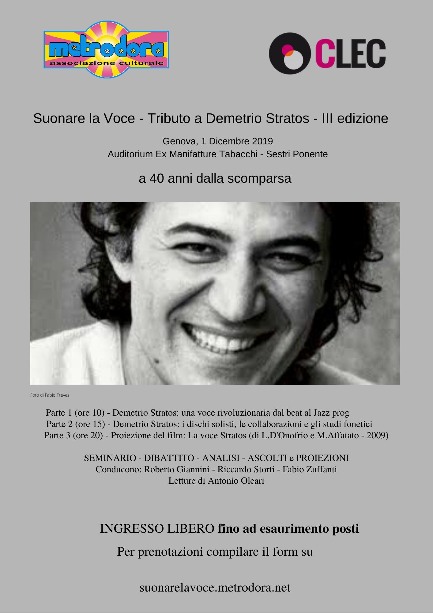 Suonare la voce tributo a Demetrio Stratos III edizione Domani
